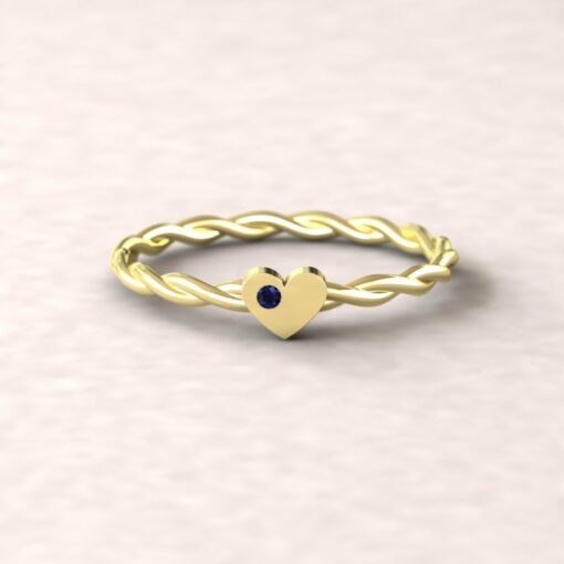 gift heart charm birthstone ring twisted shank blue sapphire 14k yellow gold LS5220