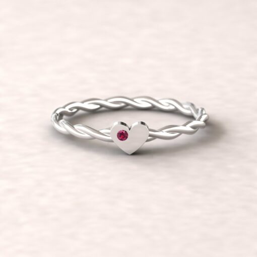 gift heart charm birthstone ring twisted shank ruby sterling silver LS5220