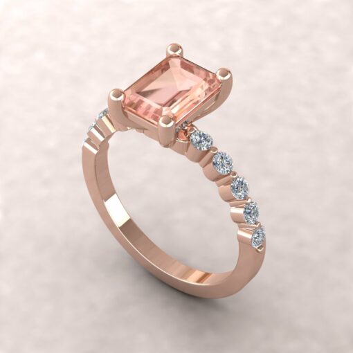 ada 8x6mm emerald morganite engagement ring half eternity diamond 14k rose gold ls5870