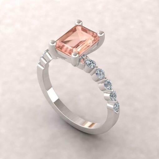ada 8x6mm emerald morganite engagement ring half eternity diamond 14k white gold ls5870