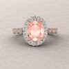 eloise 9x7mm oval morganite diamond halo half eternity vintage engagement ring 14k rose gold ls5637