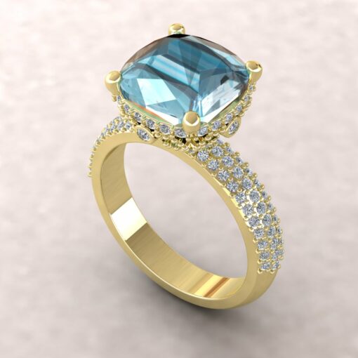 adeline aquamarine 10mm square cushion diamond half eternity 14k yellow gold ls5920