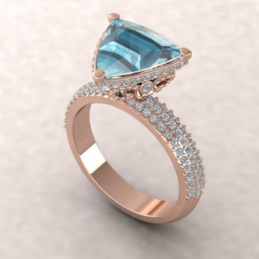 adeline aquamarine 10mm trillion diamond half eternity 14k rose gold ls5287