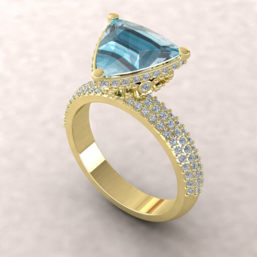 adeline aquamarine 10mm trillion diamond half eternity 14k yellow gold ls5287