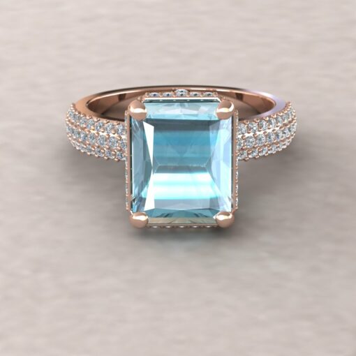 adeline aquamarine 10x8mm radiant diamond half eternity micro pave 14k rose gold ls5288