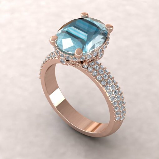 adeline aquamarine 11x9mm oval diamond half eternity micro pave 14k rose gold ls5916
