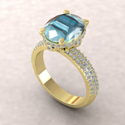 adeline aquamarine 11x9mm oval diamond half eternity micro pave 14k yellow gold ls5916