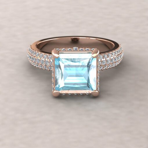 adeline aquamarine 8mm princess diamond half eternity micro pave 14k rose gold ls5282