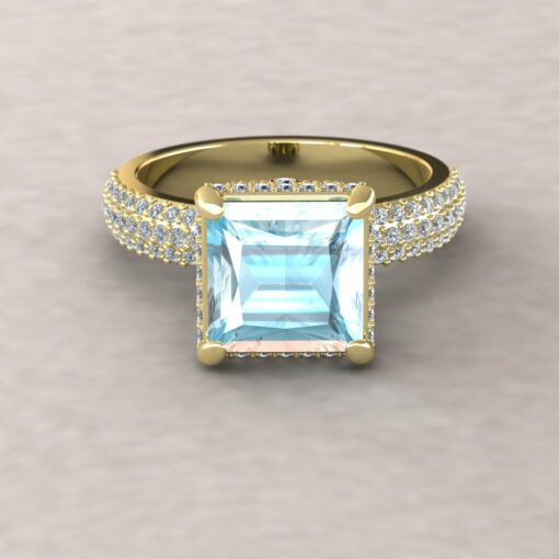 adeline aquamarine 8mm princess diamond half eternity micro pave 14k yellow gold ls5282