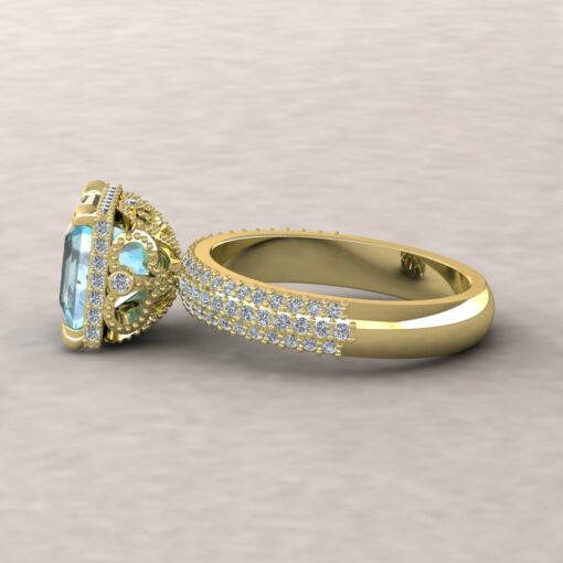 adeline aquamarine 8mm princess diamond half eternity micro pave 14k yellow gold ls5282
