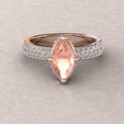 adeline morganite 10x5mm marquise diamond half eternity 14k rose gold ls6038