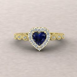 eloise blue sapphire 5mm heart diamond half eternity engagement ring 14k yellow gold ls5652