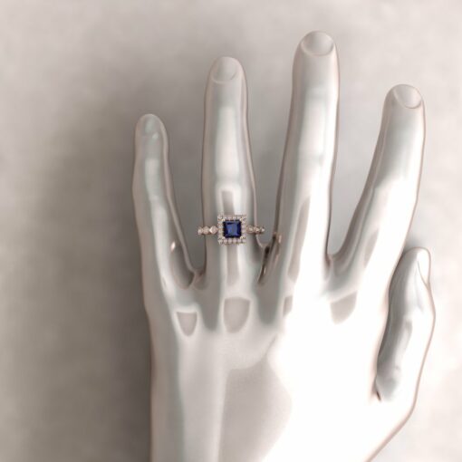 eloise blue sapphire 5mm princess diamond half eternity engagement ring 14k rose gold ls5654