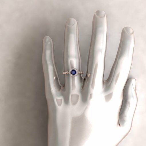 eloise blue sapphire 5mm round diamond half eternity engagement ring 14k rose gold ls5659