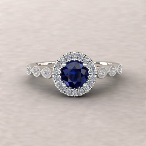 eloise blue sapphire 5mm round diamond half eternity engagement ring 14k white gold ls5659