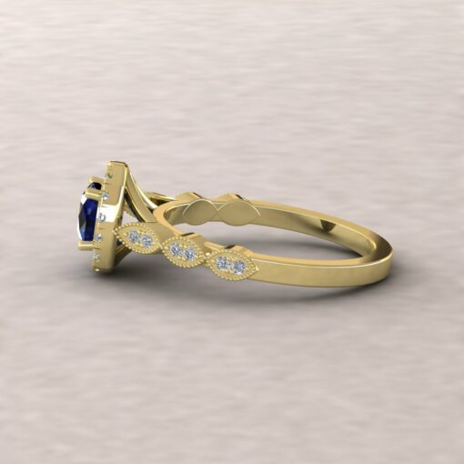 eloise blue sapphire 5mm square cushion diamond half eternity engagement ring 14k yellow gold ls5661