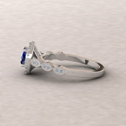 eloise blue sapphire 6x4mm oval diamond half eternity engagement ring 14k white gold ls5655