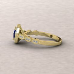 eloise blue sapphire 6x4mm rectangular cushion diamond half eternity engagement ring 14k yellow gold ls5658