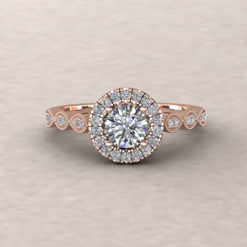 eloise diamond 5mm round half eternity engagement ring 18k rose gold ls5670