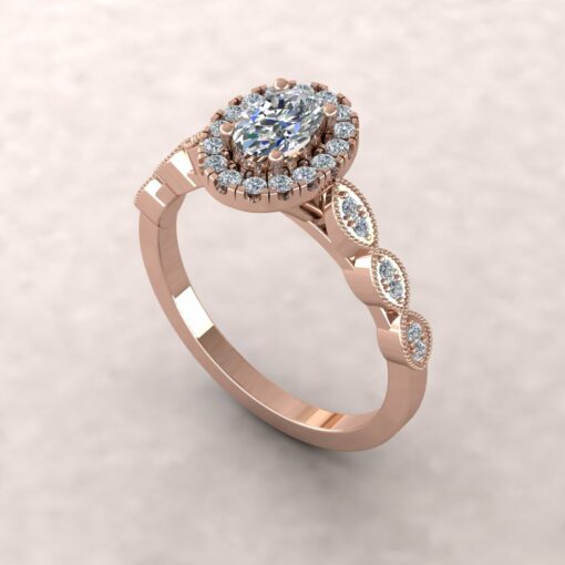 eloise diamond 6x4mm oval half eternity engagement ring 14k rose gold ls5666