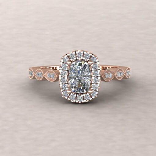 eloise diamond 6x4mm rectangular cushion half eternity engagement ring 18k rose gold ls5669