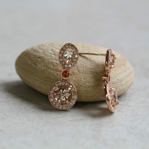 round morganite and sapphire bridal earrings LSG6066