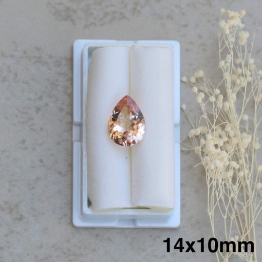 loose genuine morganite 14x10mm pear peachy pink LSG1272-14x10