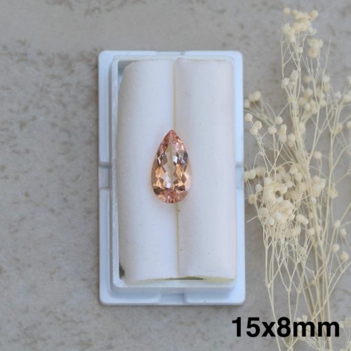 loose genuine morganite 15x8mm pear peachy pink LSG1272-15x8