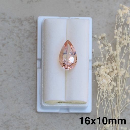 loose genuine morganite 16x10mm pear peachy pink LSG1272-16x10