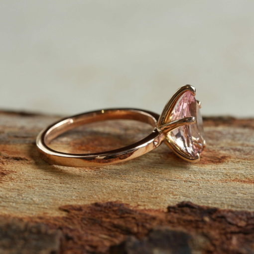 true pink morganite solitaire engagement ring 12x8mm pear cut six prongs 14k rose gold LS5951