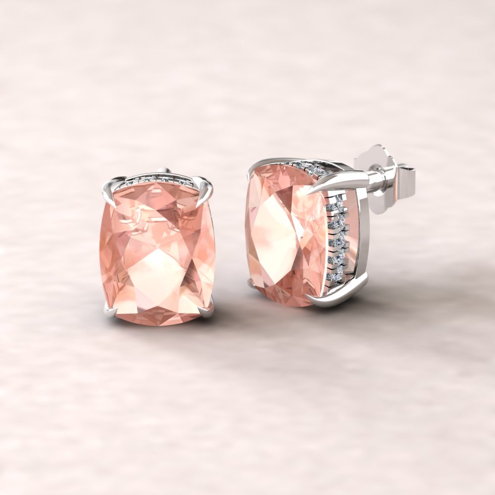 cushion cut morganite earrings