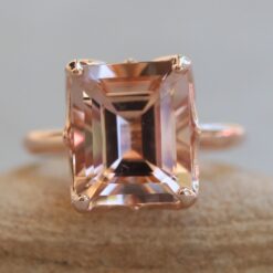 5 carat morganite ring with 14k rose gold lily petals ls6099