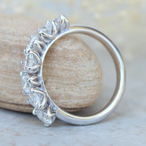7 Stone Heart Moissanite Ring in 14k White Gold by Laurie Sarah LS6184