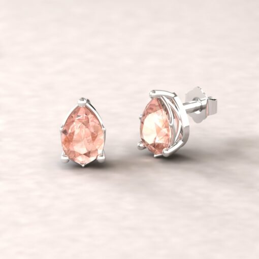 Pear Morganite Earrings 14k white gold studs Lola Collection LS5684
