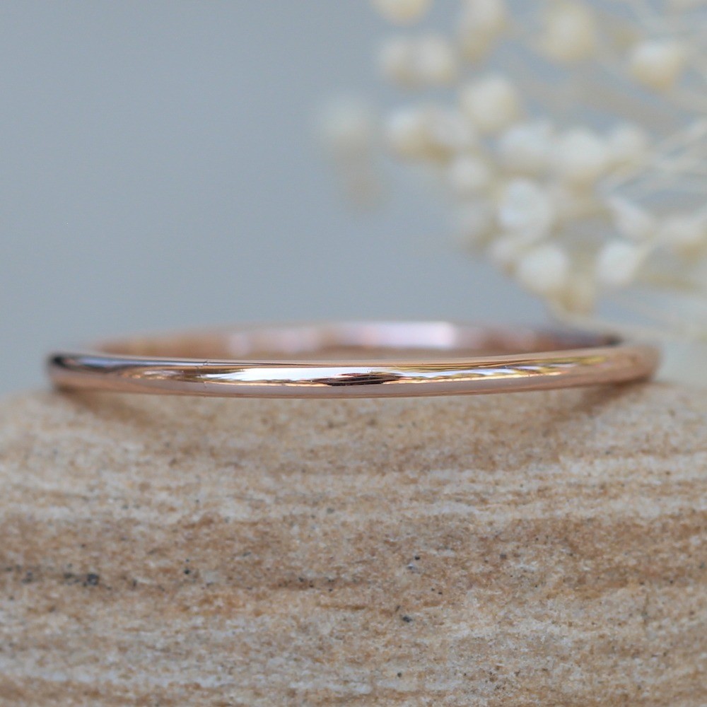 Dainty Wedding Band Knuckle Ring Comfort Fit 14k Rose Gold LS6269 
