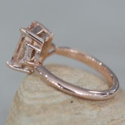 Three Stone Ring with Morganite and Diamonds 14k Rose Gold LS6215
