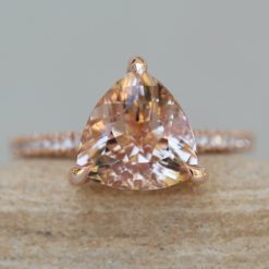 10mm Trillion Cut Morganite Engagement Ring 14k Rose Gold LS5113