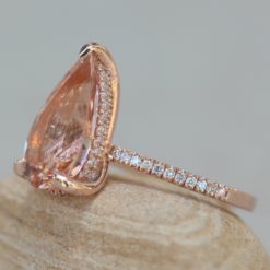 16x10mm Pear Cut Morganite Ring with Diamonds 18k Rose Gold LS5725