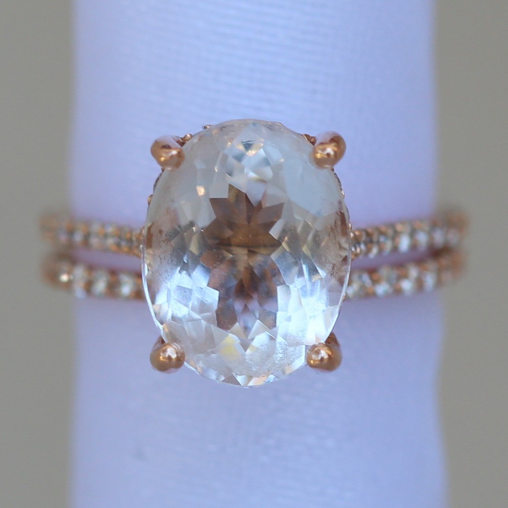 Champagne Oval Sapphire Bridal Set 14k Rose Gold LS6158 LS6151