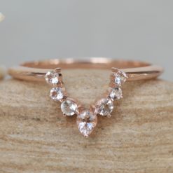 Contour Crown Band with Peachy Pink Morganites 14k Rose Gold LS6125