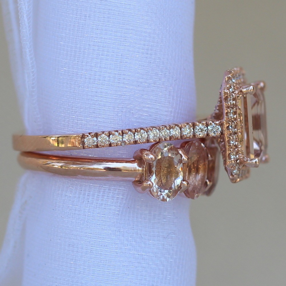 Morganite Bridal Set Diamonds and Matching Band LS5881 LS6248