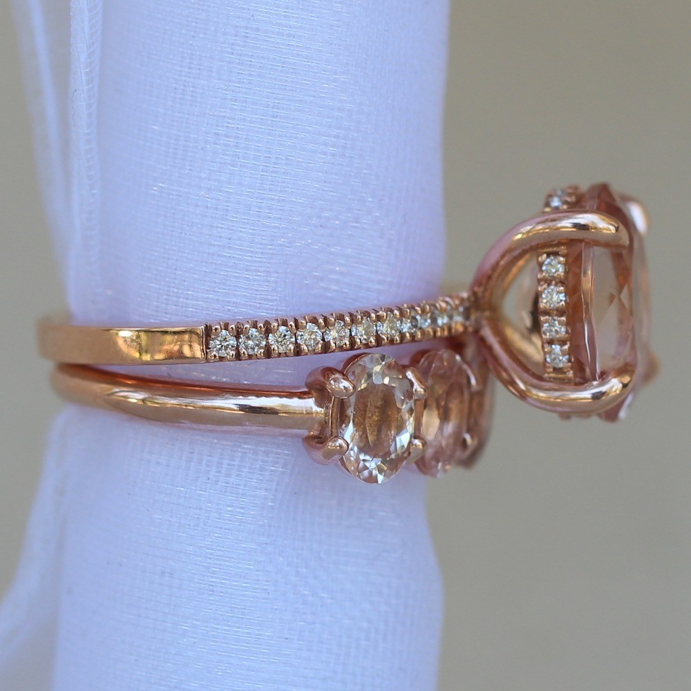 Morganite Diamond Engagement Ring Morganite Band LS5091 LS6248