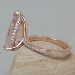 Morganite Engagement Ring 16x10mm Pear Cut 14k Rose Gold LS5725