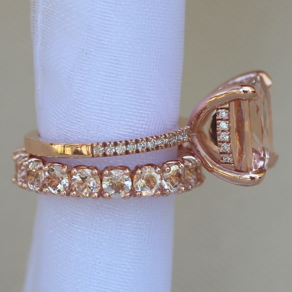 Morganite Engagement Ring with Round Morganite Band LS5433 LS5869