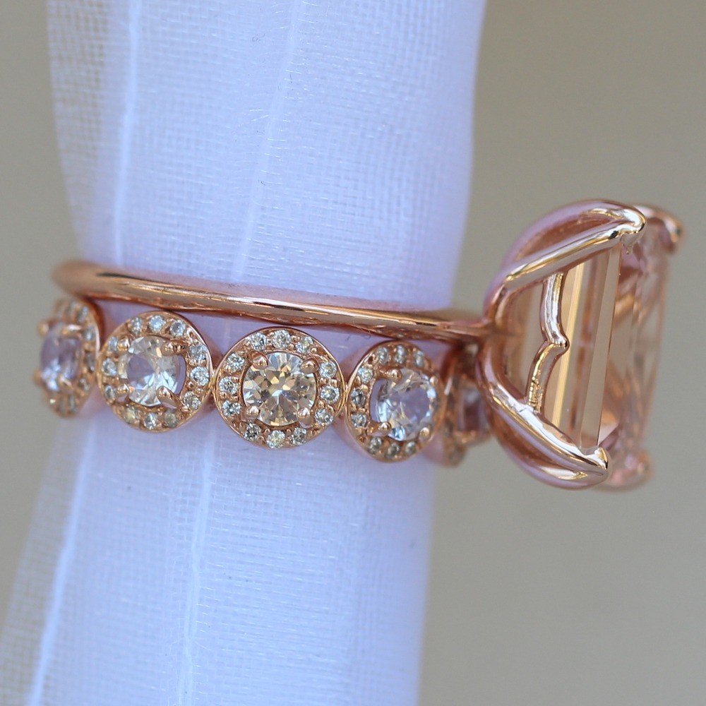 Morganite Solitaire Ring with Matching Band Diamonds LS6266 LS5106
