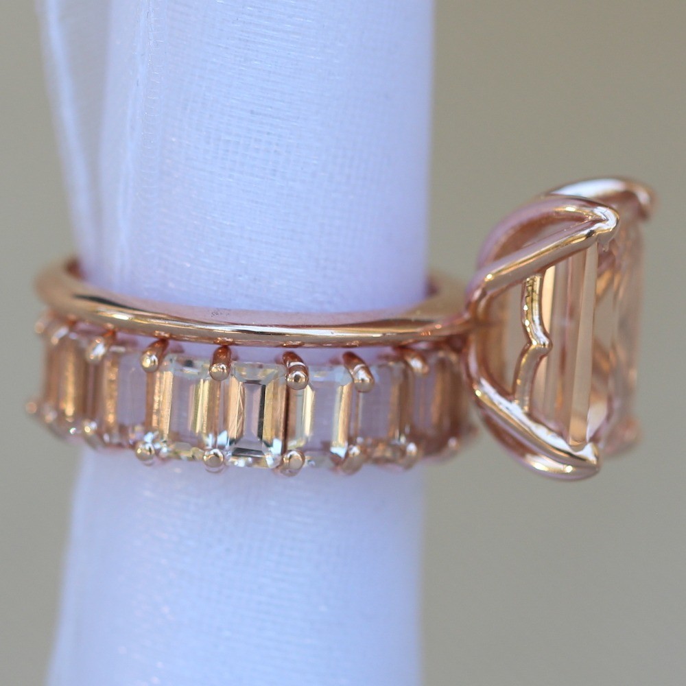 Morganite Wedding Set with Matching Band Rose Gold LS6266 LS5934