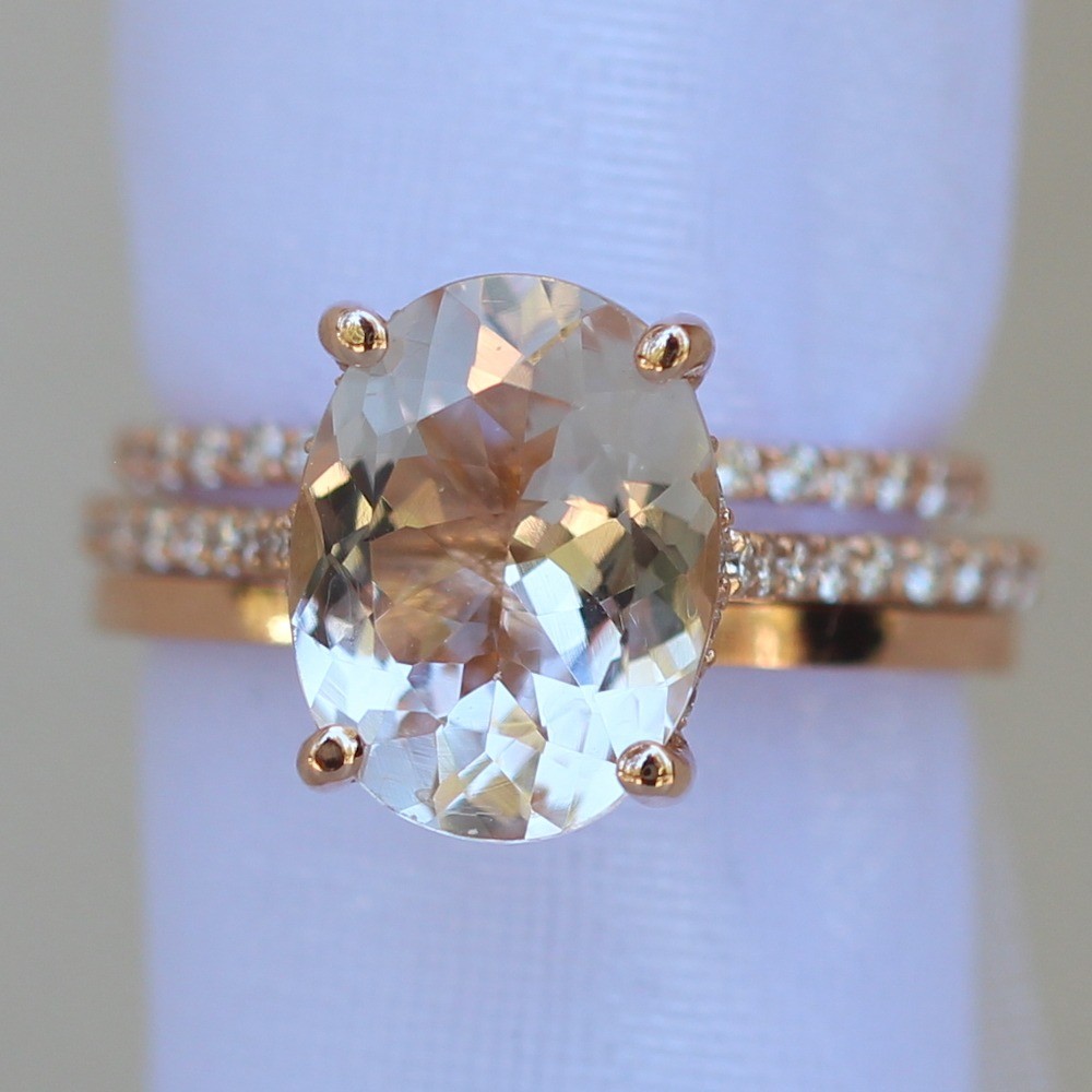 Oval Champagne Sapphire Bridal Set Diamonds LS6268 LS6270 LS6151