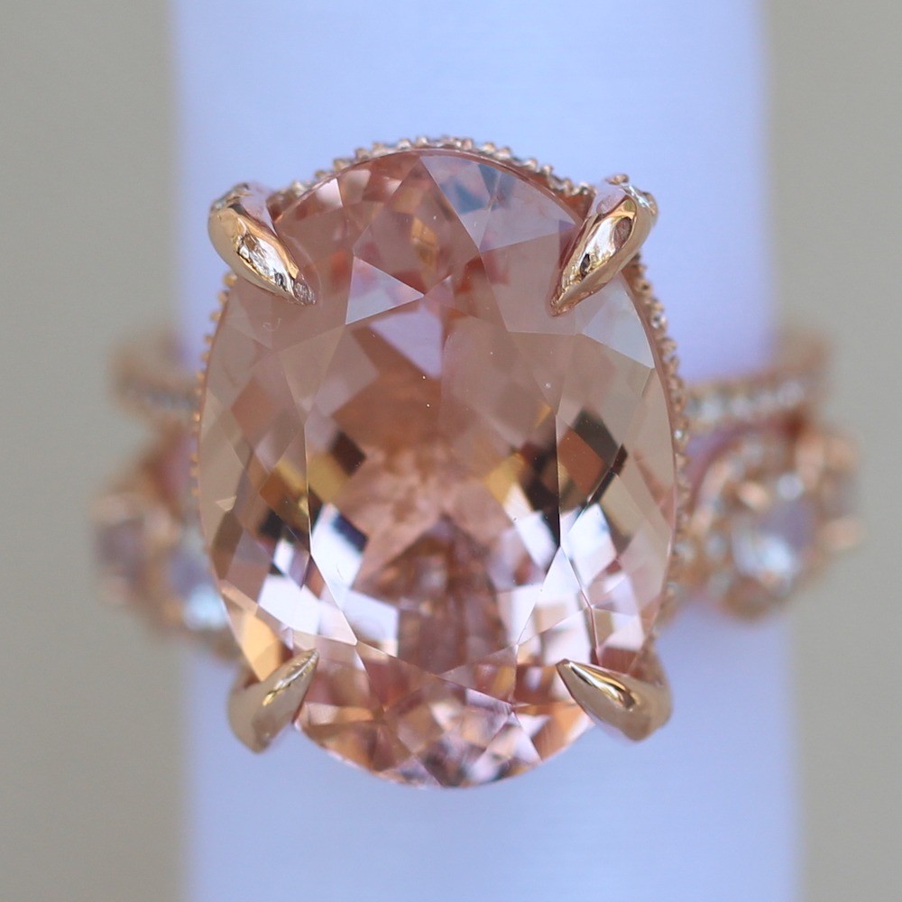 Oval Morganite Engagement Ring with Matching Band LS6241 LS5106