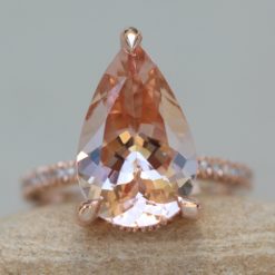 Pear Morganite Engagement Ring with Diamonds 14k Rose Gold LS5725