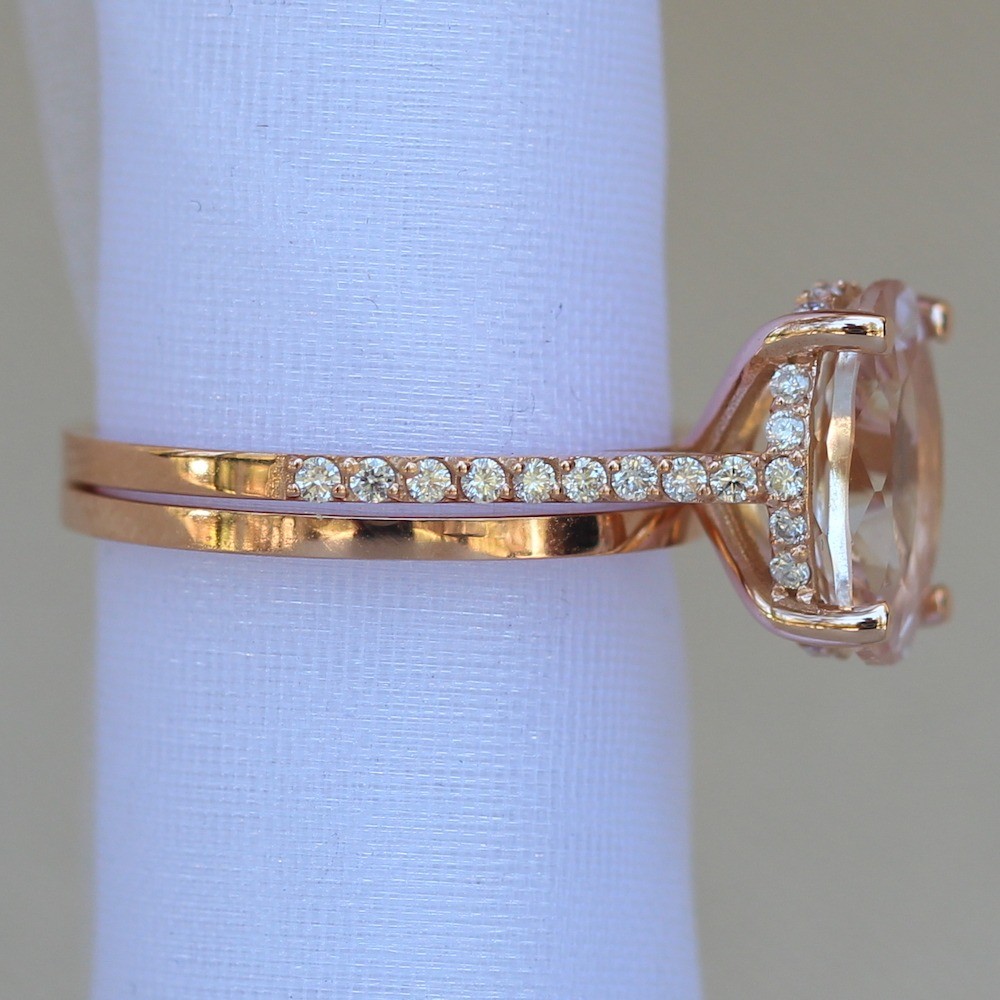 Sapphire Diamond Wedding Set Matching Band Rose Gold LS6268 LS6270